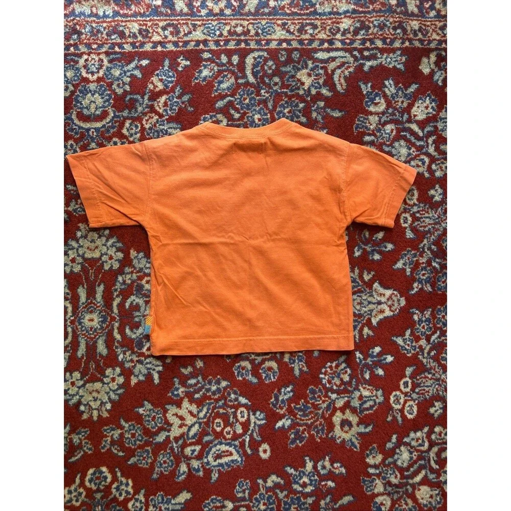Vintage 1998 Gymboree Rainbow Tag Orange Cotton Pocket Tee Shirt Kids Baby XS 2T